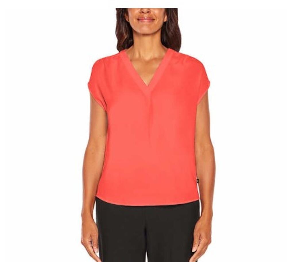 Banana Republic Women's Cap Sleeve V Neck Blouse Coral - medium